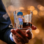 Personlig Whiskey-karaff med tecknad karaktär och graverat namn Fars dag Födelsedagspresent för män Golfspelare