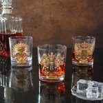 Personalized Golden Lion Eagle White Horse 10 oz Rock Whiskey Glass with Name and Initial Birthday Father's Day Gift for Man Whiskey Enthusiast