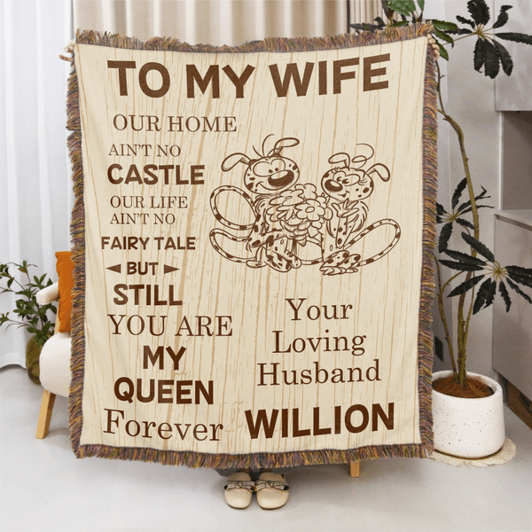 Couverture personnalisée en Marsupilami à longue queue avec nom Cadeau d'anniversaire de Saint-Valentin pour couple | Callie × Marsupilami®.