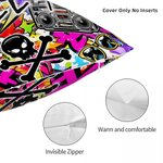 Personalized Dynamic Street Graffiti Art Soft Throw Pillow Cover with Name Party Birthday Gift for Kids Graffiti Lovers