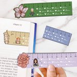 Personalized Cartoon Reading Character Ruler Design Magnetic Bookmark Clip with Birth Flower and Name Birthday Gift for Kids Bookworms