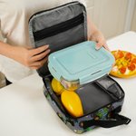 Personalised Green Tractor Pattern Insulated Kids Lunch Bag with Name Back to School Birthday Gift for Boys Girls