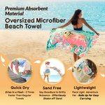 Personalized Painting Art Style Marine Life Quick Dry Oversized Microfiber Beach Towel with Name Holiday Birthday Gift for Family Friends