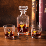 Personlig Whiskey-karaff med tecknad karaktär och graverat namn Fars dag Födelsedagspresent för män Golfspelare