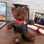 Personalized Cute Bachelor Cap Plush Teddy Bear Stuffed Toy with Name and School Badge Class of 2026 Graduation Gift for Kids Graduates