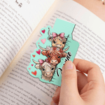 Personalized Cute Highland Cow Magnetic Bookmark Clip with Name Daily Use Birthday Gift for Bookworms