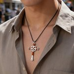 Personalised Industrial Cross Design Necklace with Initial Dainty Jewellery Baptism Prayer Day Religious Gift for Women Christians