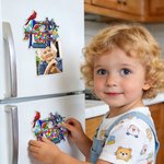 Personalized Stained Glass Art Style Cardinal Sewing Machine Acrylic Fridge Magnet with Name Home Decor Memorial Gift for Women