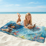 Personalized Cartoon Mermaid Quick Dry Beach Towel with Name Travel Essentials Beach Party Birthday Gift for Girls Ocean Theme Enthusiasts