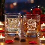 Personligt blommigt whiskyglas 295 ml med namn perfekt present för alla hjärtans dag och födelsedag för par och vinälskare
