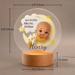 Personalized 3D Clay-Style Baby Appearance LED Night Light with Name Date and Birth Information Room Decor Baby Shower Gift for Newborns