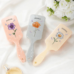 Personalized Crystal Birth Flower Butterfly Paddle Air Cushion Comb with Name Makeup Tool Birthday Gift for Women Girls
