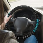 Personalized Punk Heavy Metal Style Anti-Slip Car Steering Wheel Cover with Name Long Journey Wishes Birthday Gift for Family Friend Punk Enthusiast