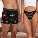 I Sucked It So Its Mine - Personalized Love Hearts Face Photo Thong Boxer Underwear