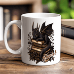 Personalised Floral Book Dragon Name 11 oz 15 oz Ceramic Mug with Coloured Interior and Handle Birthday Gift for Bookworms Book Lovers