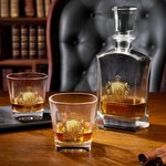 Personalized Golden Crown Shield Initial Hexagonal Decanter with Name Birthday Anniversary Gift for Men Whiskey Lovers