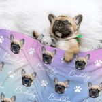 Personalized Paw Flower Face Photo Soft Ombre Pet Blanket with Name Home Decor Pet Party Birthday Gift for Pet Owners