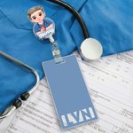 Personalized Cartoon Medical Character Acrylic ID Badge Reel with Name and Title Appreciation Nurse Week Gift for Doctor Nurse Medical Staff