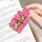 Personalized Cute Highland Cow Magnetic Bookmark Clip with Name Daily Use Birthday Gift for Bookworms