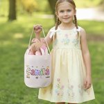 Oreilles de lapin personnalisées Panier de Pâques avec nom Accessoires de chasse aux oeufs Cadeau de Pâques pour Garçons Filles