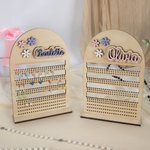 Personalised Cute Daisy Wooden Earring Holder Organizer with Name Desk Decor Birthday Festival Gift for Girls Women