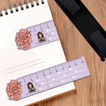 Personalized Cartoon Reading Character Ruler Design Magnetic Bookmark Clip with Birth Flower and Name Birthday Gift for Kids Bookworms