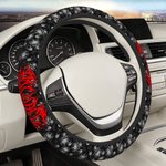 Personalized Punk Heavy Metal Style Anti-Slip Car Steering Wheel Cover with Name Long Journey Wishes Birthday Gift for Family Friend Punk Enthusiast