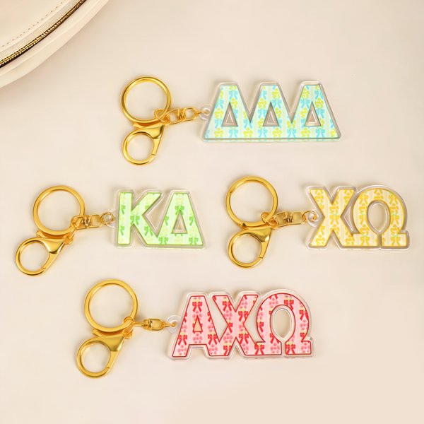 Gepersonaliseerde Sorority Strikje Bloem Griekse Letter Acryl Sleutelhanger Initiatieceremonie Gift voor Sorors | Callie × Affinity Licensing