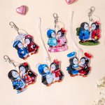 Personalised Crystal Effect Kissing Penguin Couple Keychain with Names Valentine's Day Anniversary Gift for Couple