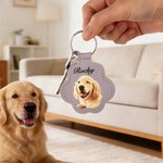 Personalisierte Multicolor geprägte Haustier Foto Pfote-förmigen Schlüsselanhänger mit Namen Fell Keepsake Sympathie Geburtstagsgeschenk für Tierliebhaber