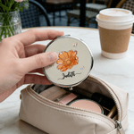Personalized Butterfly Crystal Birth Flower Folding Pocket Makeup Mirror with Name Makeup Tools Birthday Gift for Bridesmaid Friend Woman