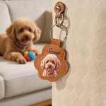 Personalisierte Multicolor geprägte Haustier Foto Pfote-förmigen Schlüsselanhänger mit Namen Fell Keepsake Sympathie Geburtstagsgeschenk für Tierliebhaber