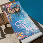 Personalized Cartoon Mermaid Quick Dry Beach Towel with Name Travel Essentials Beach Party Birthday Gift for Girls Ocean Theme Enthusiasts