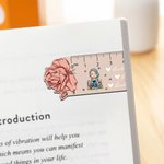 Personalized Cartoon Reading Character Ruler Design Magnetic Bookmark Clip with Birth Flower and Name Birthday Gift for Kids Bookworms