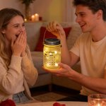 Personalized Couple Pinky Promise Light Up Mason Jar Night Light with Name Calendar Date and String Lights Valentine's Day Anniversary Gifts for Her