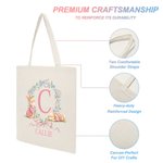 Personalized Cute Easter Bunny Wreath Bow Canvas Tote Bag with Initial and Name Daily Use Easter Day Gift for Kids