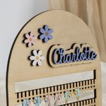 Personalised Cute Daisy Wooden Earring Holder Organizer with Name Desk Decor Birthday Festival Gift for Girls Women