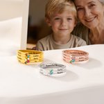 Personalized 1-8 Birthstones Ring with Engraved Name Dainty Women Jewelry Birthday Mother's Day Gift for Grandma Mom