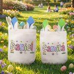 Oreilles de lapin personnalisées Panier de Pâques avec nom Accessoires de chasse aux oeufs Cadeau de Pâques pour Garçons Filles