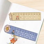 Personalized Cartoon Reading Character Ruler Design Magnetic Bookmark Clip with Birth Flower and Name Birthday Gift for Kids Bookworms