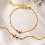 Personalized 1-7 Marquise Birthstones Adjustable Bracelet Dainty Jewelry Birthday Valentine's Day Anniversary Gift for Women