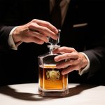 Personalized Golden Crown Shield Initial Hexagonal Decanter with Name Birthday Anniversary Gift for Men Whiskey Lovers