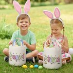 Oreilles de lapin personnalisées Panier de Pâques avec nom Accessoires de chasse aux oeufs Cadeau de Pâques pour Garçons Filles