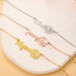 Personalized Birth Flower Necklace Exquisite Jewelry with Name Birthday Anniversary Valentine's Day Gift for Women