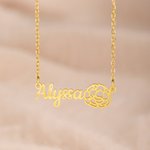 Personalized Birth Flower Necklace Exquisite Jewelry with Name Birthday Anniversary Valentine's Day Gift for Women