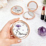Personalized Butterfly Crystal Birth Flower Folded Makeup Mirror with Name Daily Use Wedding Gift for Bride Bridesmaid