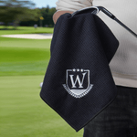 Personalizzato Golf Elements Monogram Magnetic Design Waffle Golf Towel con iniziale del nome e clip da appendere Regalo di compleanno per gli amanti del golf