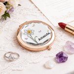 Personalized Butterfly Crystal Birth Flower Folded Makeup Mirror with Name Daily Use Wedding Gift for Bride Bridesmaid