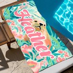 Personalized Painting Art Style Marine Life Quick Dry Oversized Microfiber Beach Towel with Name Holiday Birthday Gift for Family Friends
