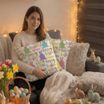Personalized Happy Easter Rabbit Soft Throw Pillow Cover with Name Home Decoration Easter Gift for Kid Family